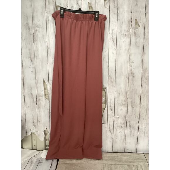 Wide Leg Front Split Straight Pants Pink Size Small for Women - Picture 2 of 4